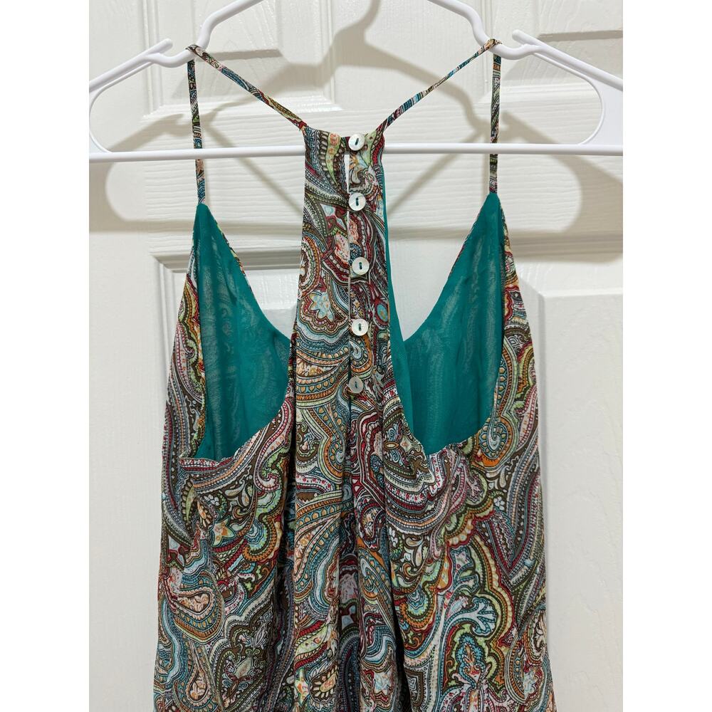 Y2K Lucy Love Multicolored Paisley Print Strappy Mini Shift Dress Women's Medium - Picture 6 of 9